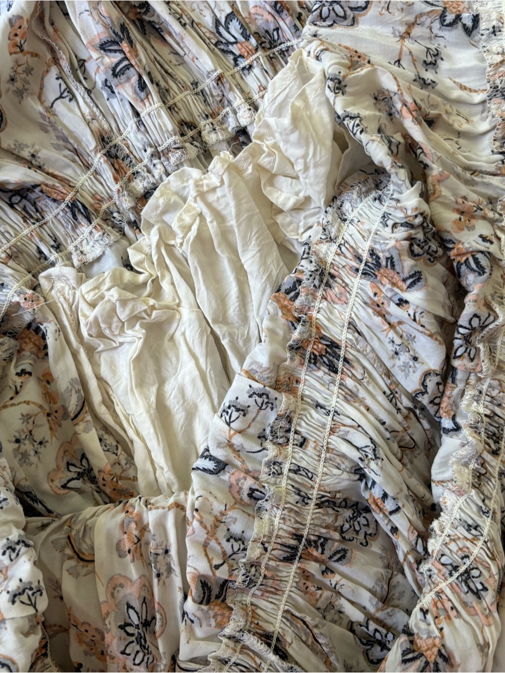 Free People Sweet Escape Maxi Dress Ivory Boho Tiered Maxi Size XL - Picture 9 of 10